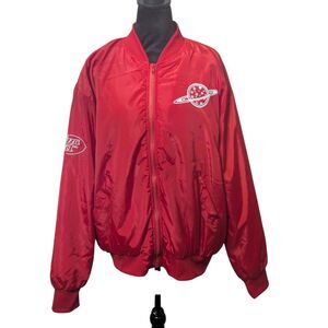 DISNEY PIXAR TOY STORY PIZZA PLANET BOMBER JACKET RED SATIN LOOK MENS LARGE